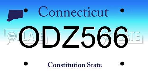 ODZ566 Connecticut License Plate