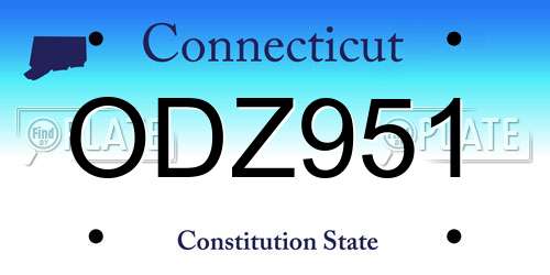ODZ951 Connecticut License Plate