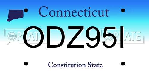 ODZ95I Connecticut License Plate