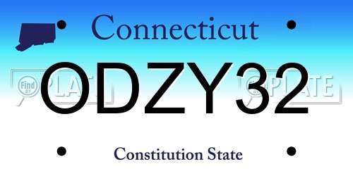 ODZY32 Connecticut License Plate
