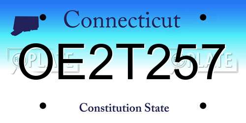 OE2T257 Connecticut License Plate