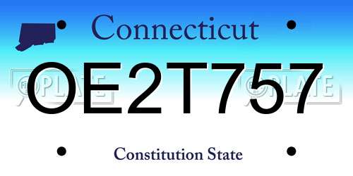 OE2T757 Connecticut License Plate