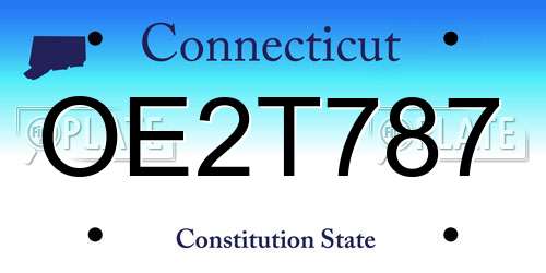 OE2T787 Connecticut License Plate