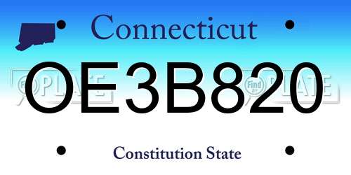 OE3B820 Connecticut License Plate