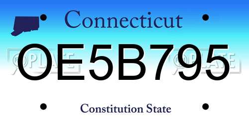 OE5B795 Connecticut License Plate