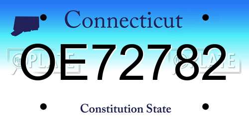 OE72782 Connecticut License Plate