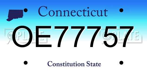 OE77757 Connecticut License Plate