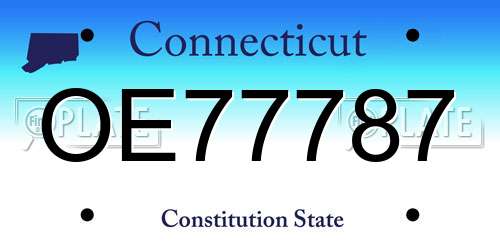 OE77787 Connecticut License Plate