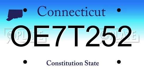OE7T252 Connecticut License Plate