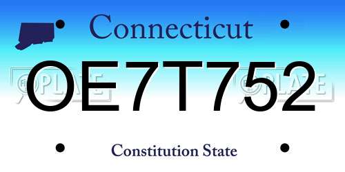 OE7T752 Connecticut License Plate
