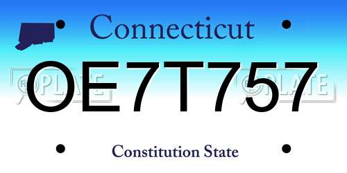 OE7T757 Connecticut License Plate