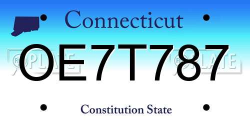 OE7T787 Connecticut License Plate
