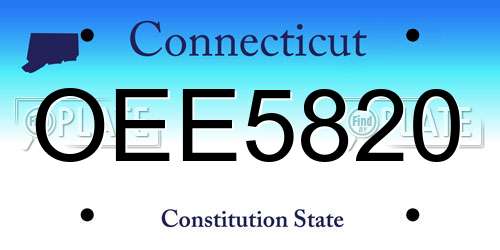OEE5820 Connecticut License Plate