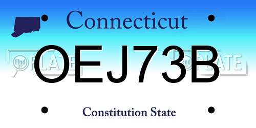 OEJ73B Connecticut License Plate