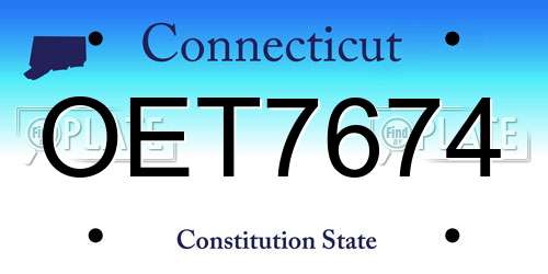 OET7674 Connecticut License Plate