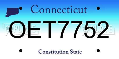 OET7752 Connecticut License Plate