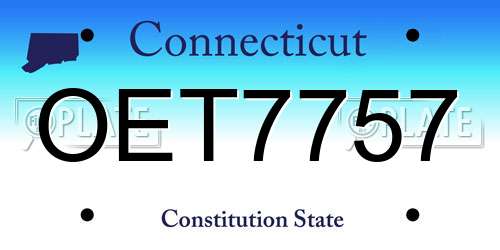 OET7757 Connecticut License Plate