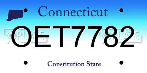 OET7782 Connecticut License Plate