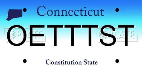 OETTTST Connecticut License Plate