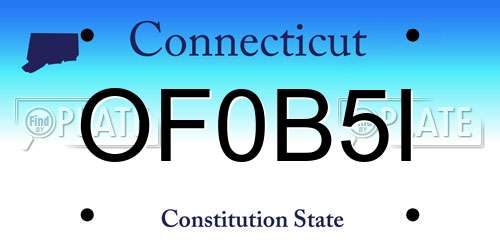 OF0B5I Connecticut License Plate