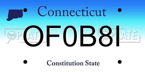 OF0B8I Connecticut License Plate
