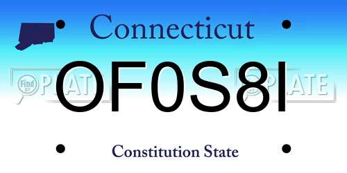 OF0S8I Connecticut License Plate