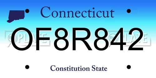 OF8R842 Connecticut License Plate