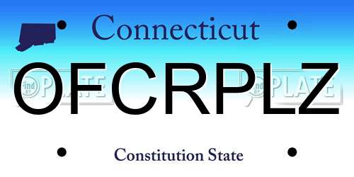 OFCRPLZ Connecticut License Plate