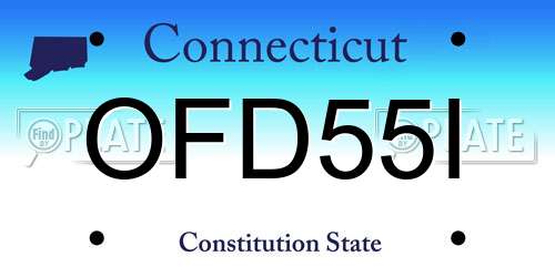 OFD55I Connecticut License Plate