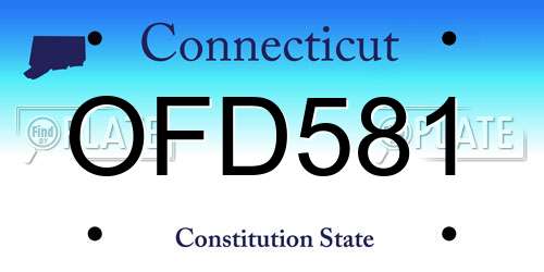 OFD581 Connecticut License Plate
