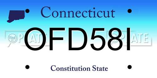 OFD58I Connecticut License Plate