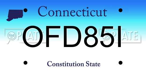 OFD85I Connecticut License Plate
