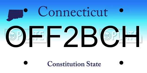 OFF2BCH Connecticut License Plate