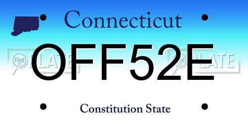 OFF52E Connecticut License Plate
