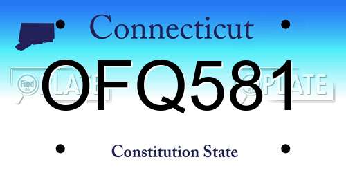 OFQ581 Connecticut License Plate