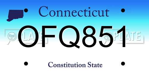 OFQ851 Connecticut License Plate