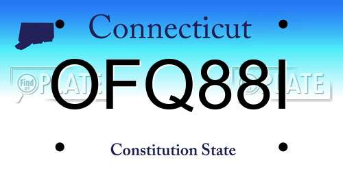 OFQ88I Connecticut License Plate
