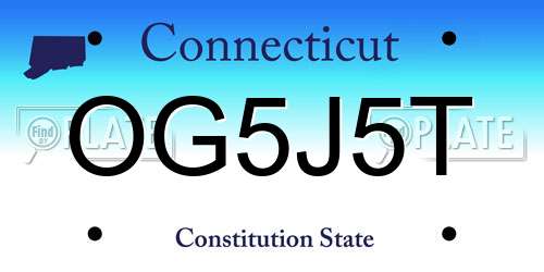 OG5J5T Connecticut License Plate