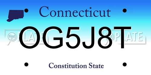 OG5J8T Connecticut License Plate
