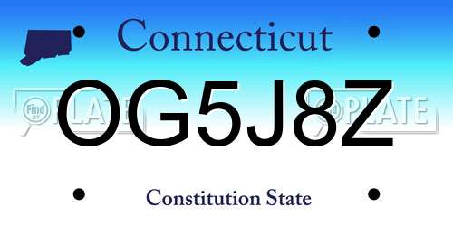 OG5J8Z Connecticut License Plate