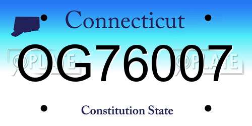 OG76007 Connecticut License Plate