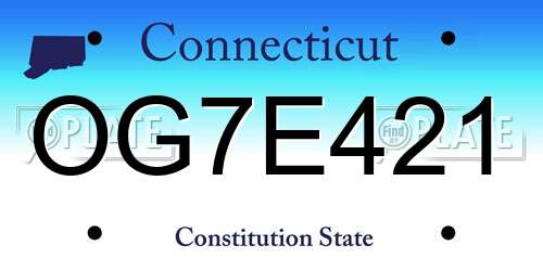 OG7E421 Connecticut License Plate
