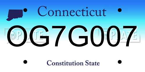 OG7G007 Connecticut License Plate