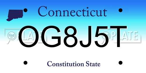 OG8J5T Connecticut License Plate