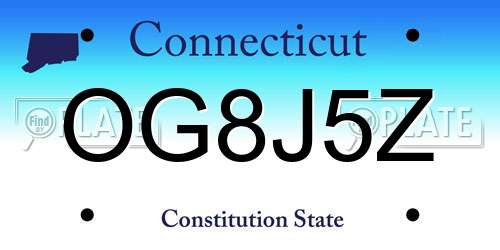 OG8J5Z Connecticut License Plate