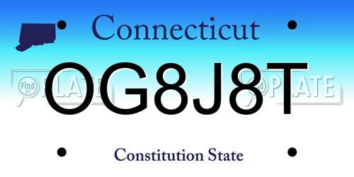 OG8J8T Connecticut License Plate