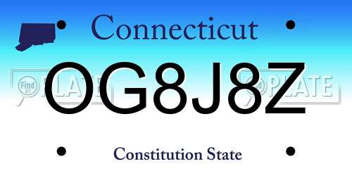 OG8J8Z Connecticut License Plate