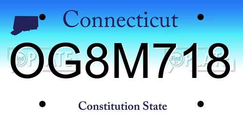 OG8M718 Connecticut License Plate