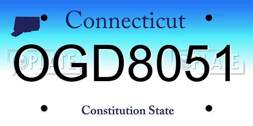 OGD8051 Connecticut License Plate