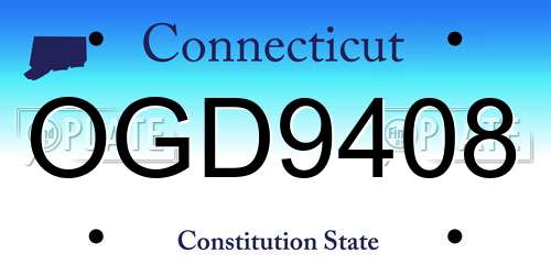 OGD9408 Connecticut License Plate